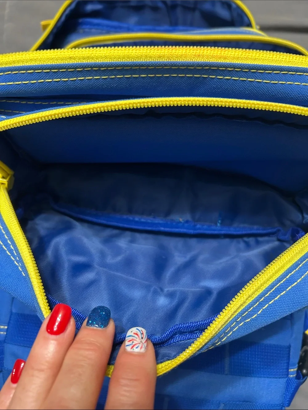 WOLFpak Blue Tactical MOLLE Backpack with Yellow Accents